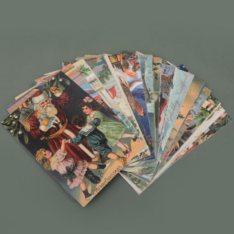 30 Pack Santa Claus Gift Card Postcards for Christmas Greetings