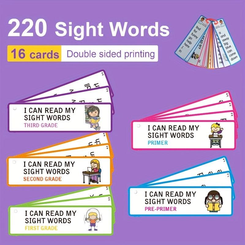 220 Sight Words Cards for Ages 3-8 Montessori Learning Tools
