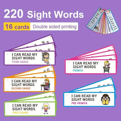 220 Sight Words Cards for Ages 3-8 Montessori Learning Tools