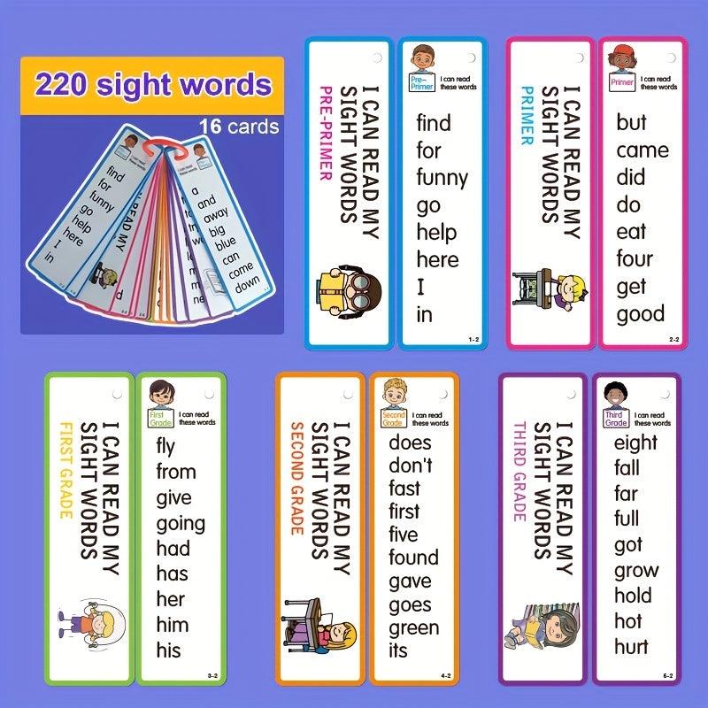 220 Sight Words Cards for Ages 3-8 Montessori Learning Tools