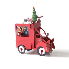 1pc Christmas Greeting Card Creative Flower Car Hollow Paper Carving