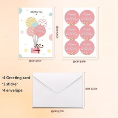 Birthday Cards Set of 9 with Envelopes