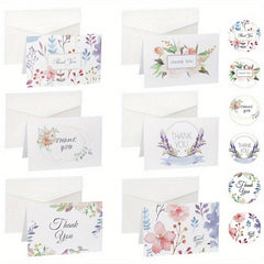 6pcs Thank You Cards With Envelopes & Sealing Stickers