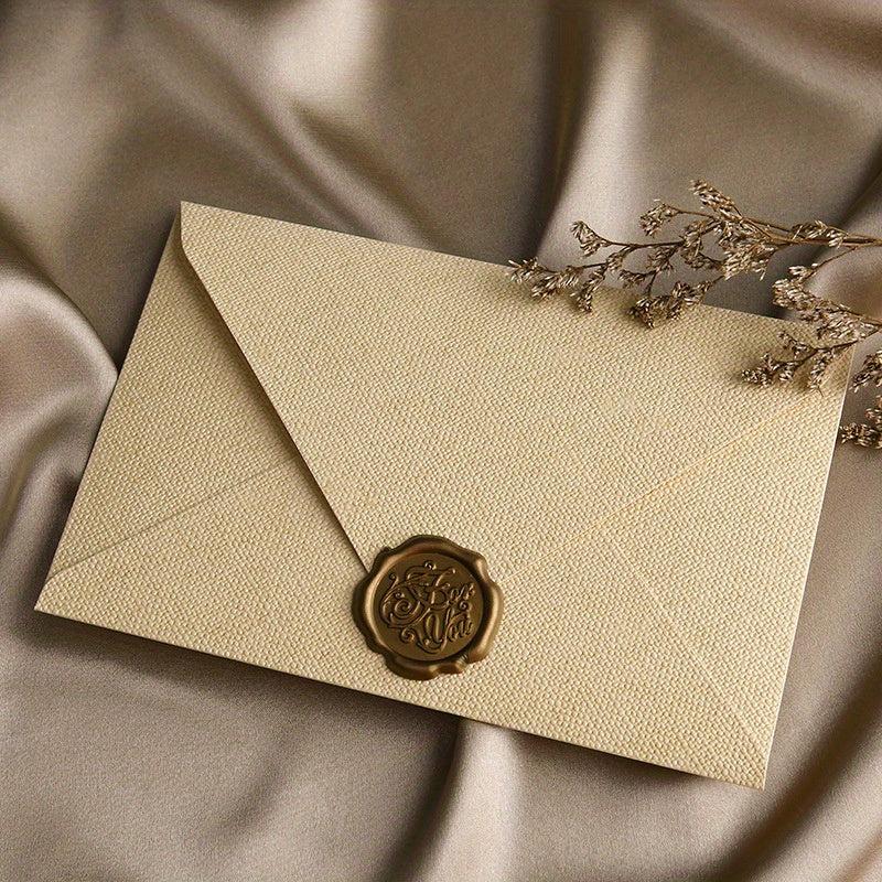 2pcs Linen Textured Paper Envelope Greeting Card Set