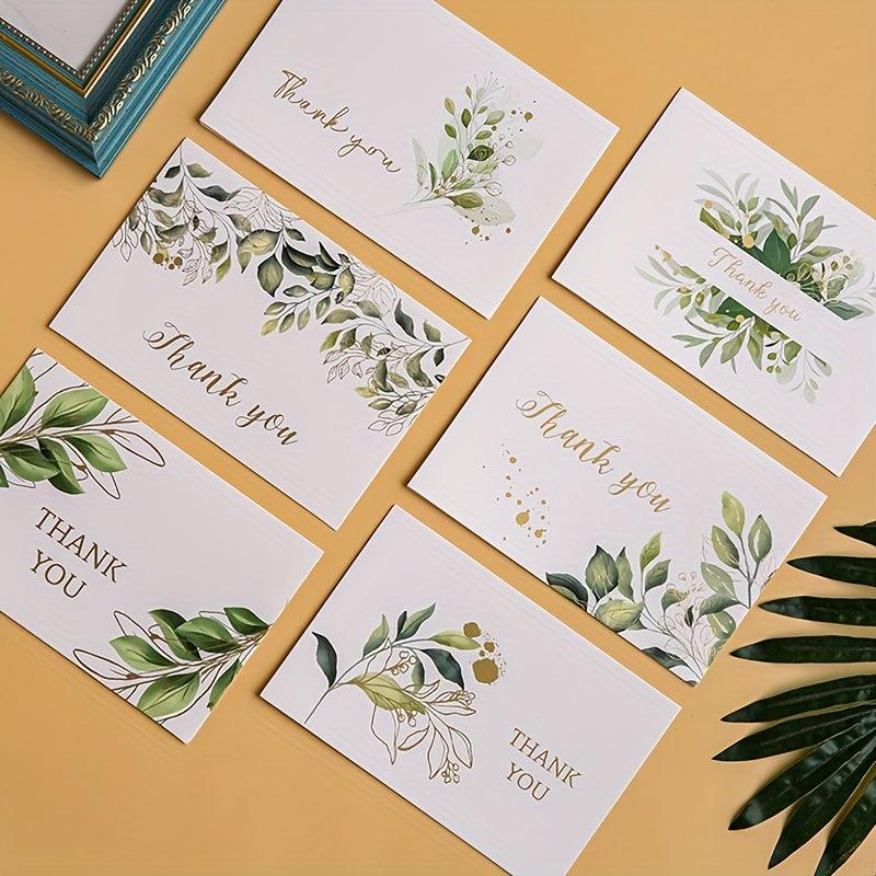 Pack of 6 Foil Fresh Thank You Cards and Envelopes Set