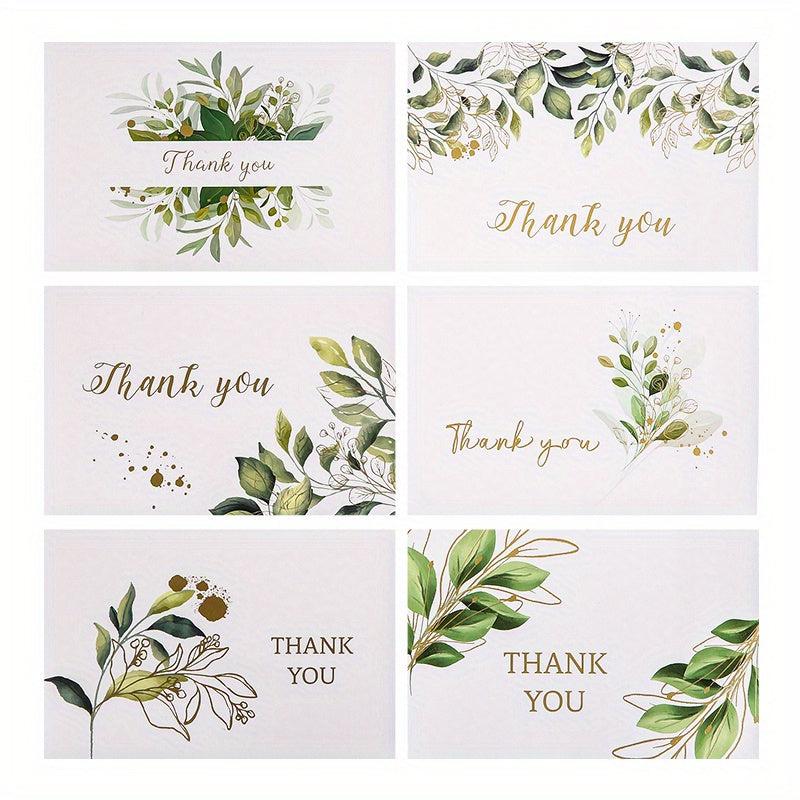 Pack of 6 Foil Fresh Thank You Cards and Envelopes Set