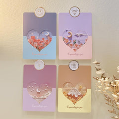 10pcs Love Heart Moon 3D Painting Flowers Holiday Teacher's Card Chinese Card