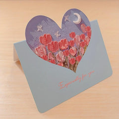 10pcs Love Heart Moon 3D Painting Flowers Holiday Teacher's Card Chinese Card
