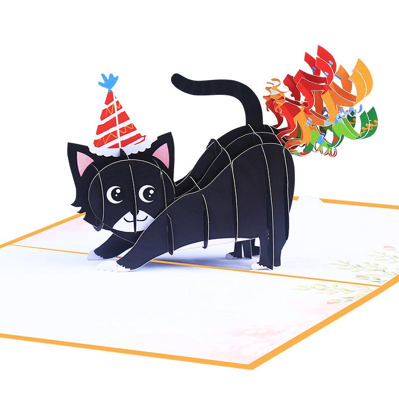 Funny 3D Pop up Rainbow Kitten Birthday Wishes Card