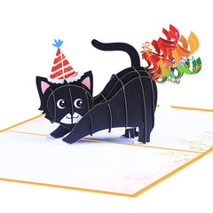 Funny 3D Pop up Rainbow Kitten Birthday Wishes Card