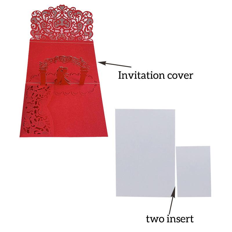 10pcs 3D Pop Up Wedding Invitations Laser Cut Bride & Groom Lace
