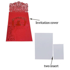 10pcs 3D Pop Up Wedding Invitations Laser Cut Bride & Groom Lace