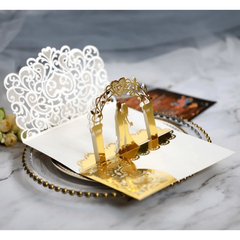 10pcs 3D Pop Up Wedding Invitations Laser Cut Bride & Groom Lace