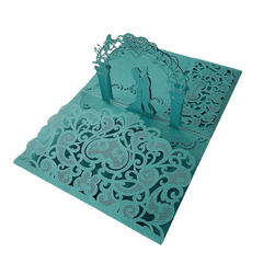 10pcs 3D Pop Up Wedding Invitations Laser Cut Bride & Groom Lace