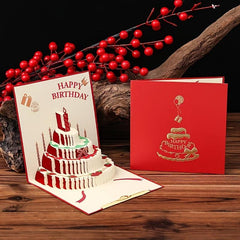 3D Birthday Cake Blessing Message Card