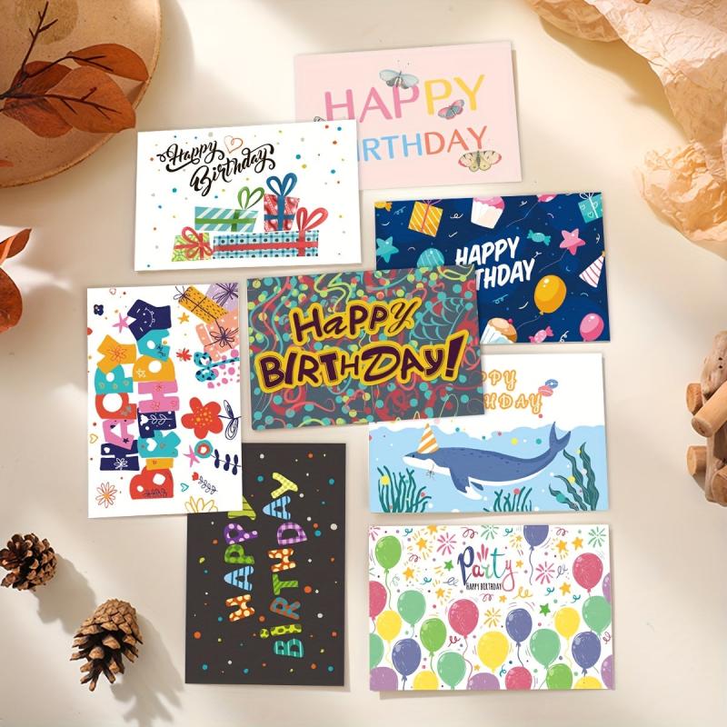 Birthday Greeting Card Set 12pcs with Envelope Gift Blessing Message Card