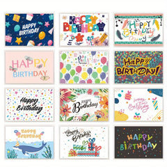 Birthday Greeting Card Set 12pcs with Envelope Gift Blessing Message Card