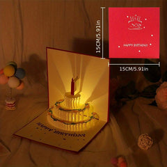 3D Happy Birthday Gift Pop up Greeting Card Postcard Playing Music And Lights
