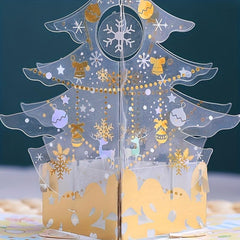 Christmas 3D Greeting Card Crystal Merry Christmas Tree Pop up Greeting Cards