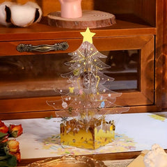 Christmas 3D Greeting Card Crystal Merry Christmas Tree Pop up Greeting Cards