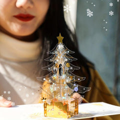 Christmas 3D Greeting Card Crystal Merry Christmas Tree Pop up Greeting Cards