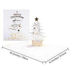 Christmas 3D Greeting Card Crystal Merry Christmas Tree Pop up Greeting Cards