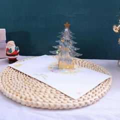 Christmas 3D Greeting Card Crystal Merry Christmas Tree Pop up Greeting Cards