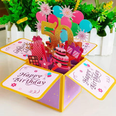 Pop Up 3D Happy Birthday Greeting Card for 40th-80th Birthdays