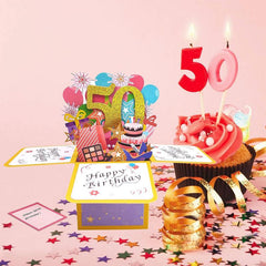 Pop Up 3D Happy Birthday Greeting Card for 40th-80th Birthdays