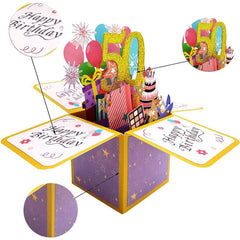 Pop Up 3D Happy Birthday Greeting Card for 40th-80th Birthdays