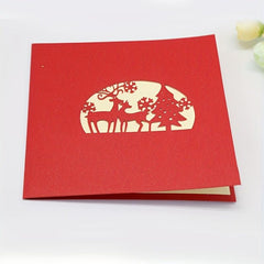 1pc Merry Christmas Pop Up Card 3D Greeting Card Winter Holiday Card