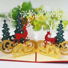1pc Merry Christmas Pop Up Card 3D Greeting Card Winter Holiday Card