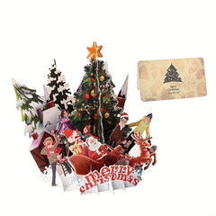 3D Christmas Greeting Card Paper Carving Blessing Message Ornament
