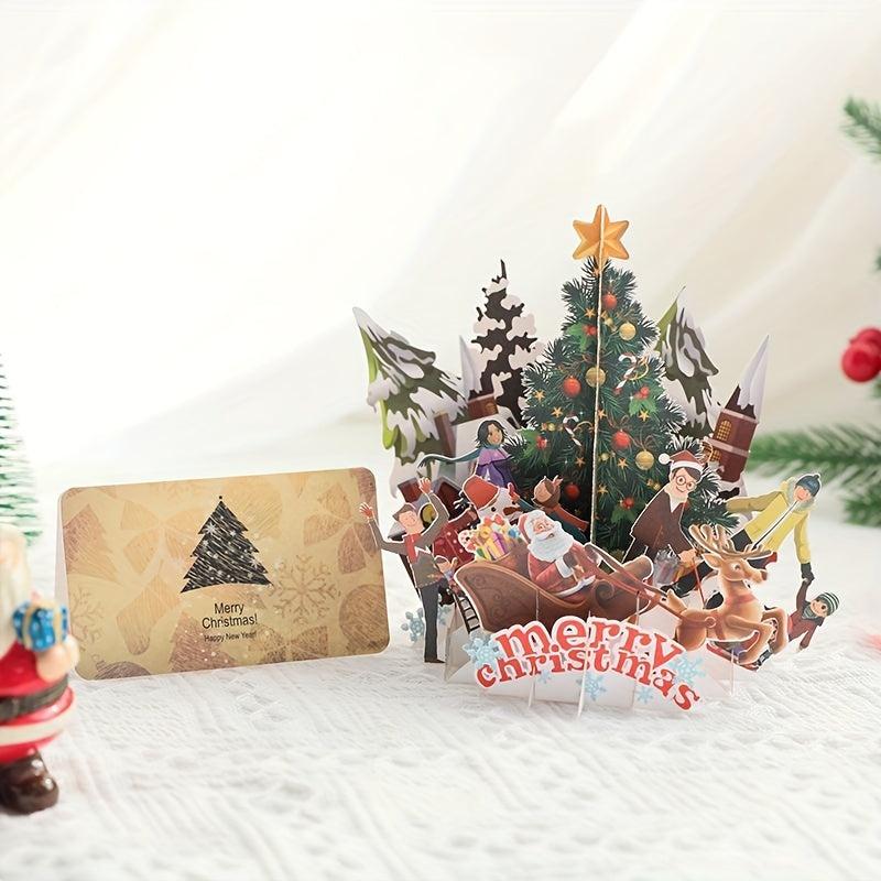 3D Christmas Greeting Card Paper Carving Blessing Message Ornament