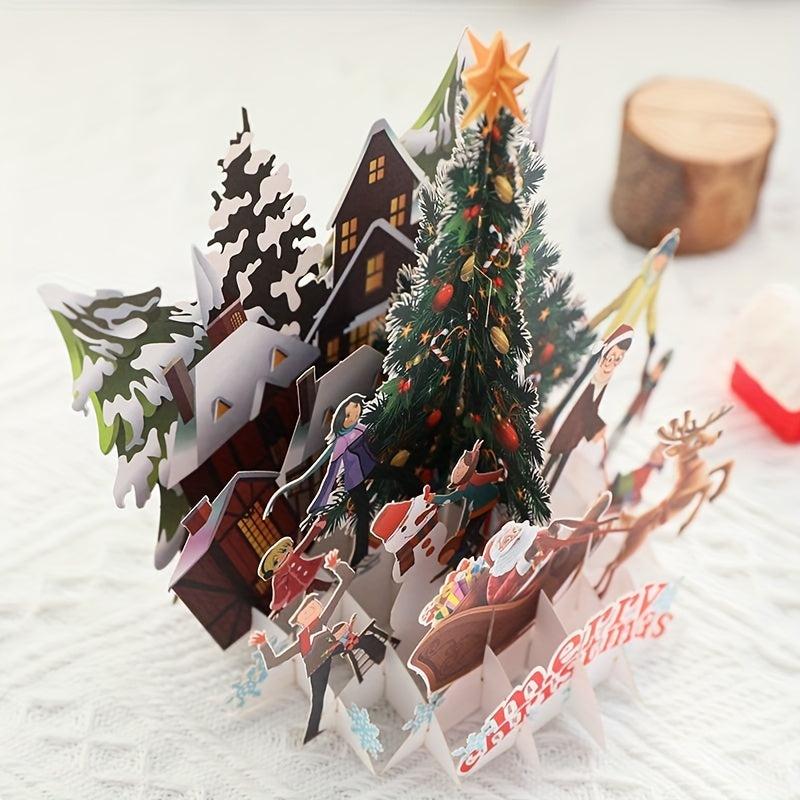 3D Christmas Greeting Card Paper Carving Blessing Message Ornament