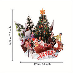 3D Christmas Greeting Card Paper Carving Blessing Message Ornament