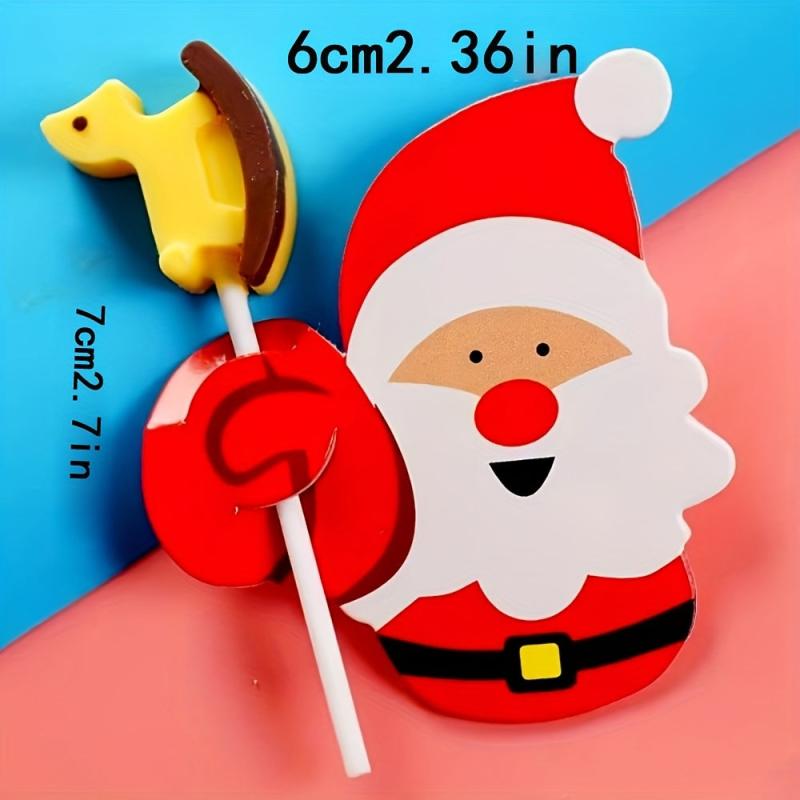 50pcs Christmas Lollipop Cards Santa Snowman Theme DIY Decorative Cardstock