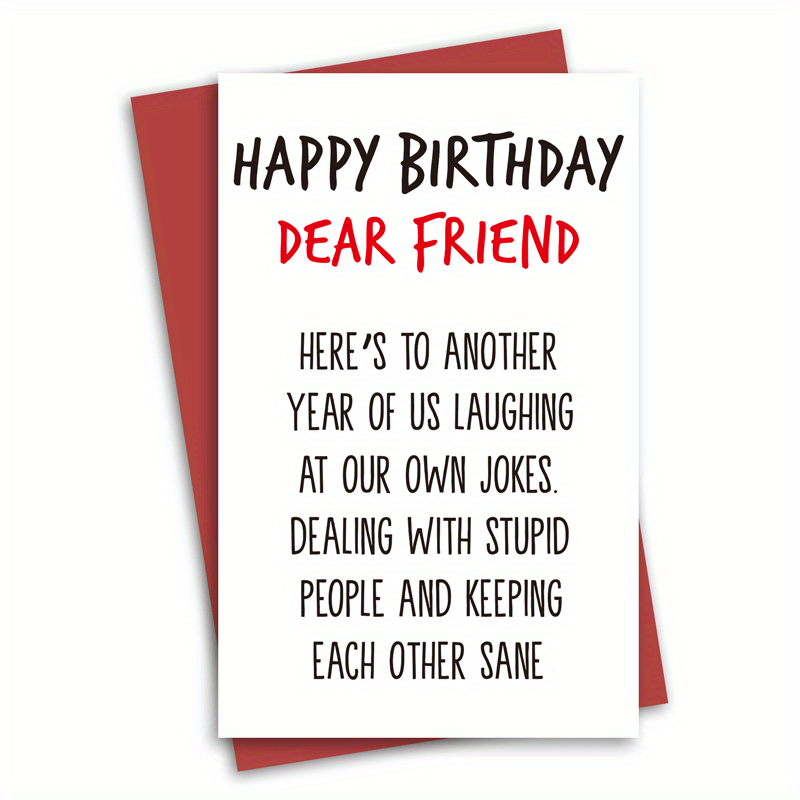 Funny Happy Birthday Card for Friends - Men and Women - Friend
