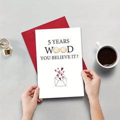 5th Anniversary Funny Wood Card Set - Wife Husband Girlfriend Boyfriend