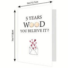 5th Anniversary Funny Wood Card Set - Wife Husband Girlfriend Boyfriend