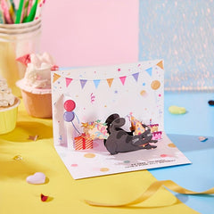 Rainbow Fart Cat Funny Cat Happy Birthday Pop Up Card Greeting Card