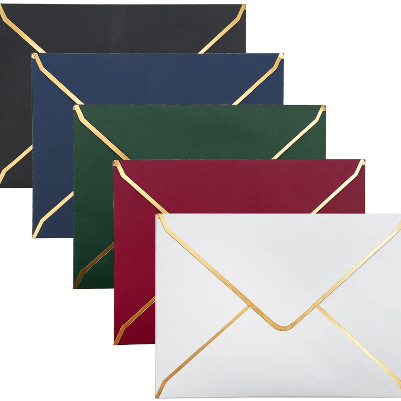 50pcs Pack Invitation Envelopes, 5 Colors A7 Size V-flap Envelopes