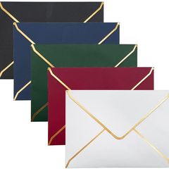 50pcs Pack Invitation Envelopes, 5 Colors A7 Size V-flap Envelopes