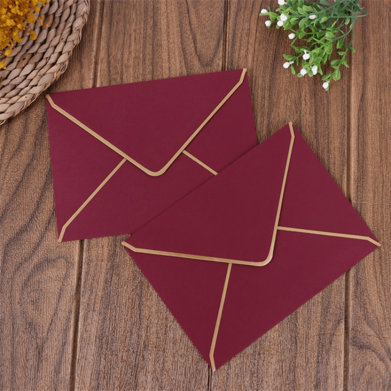 50pcs Pack Invitation Envelopes, 5 Colors A7 Size V-flap Envelopes
