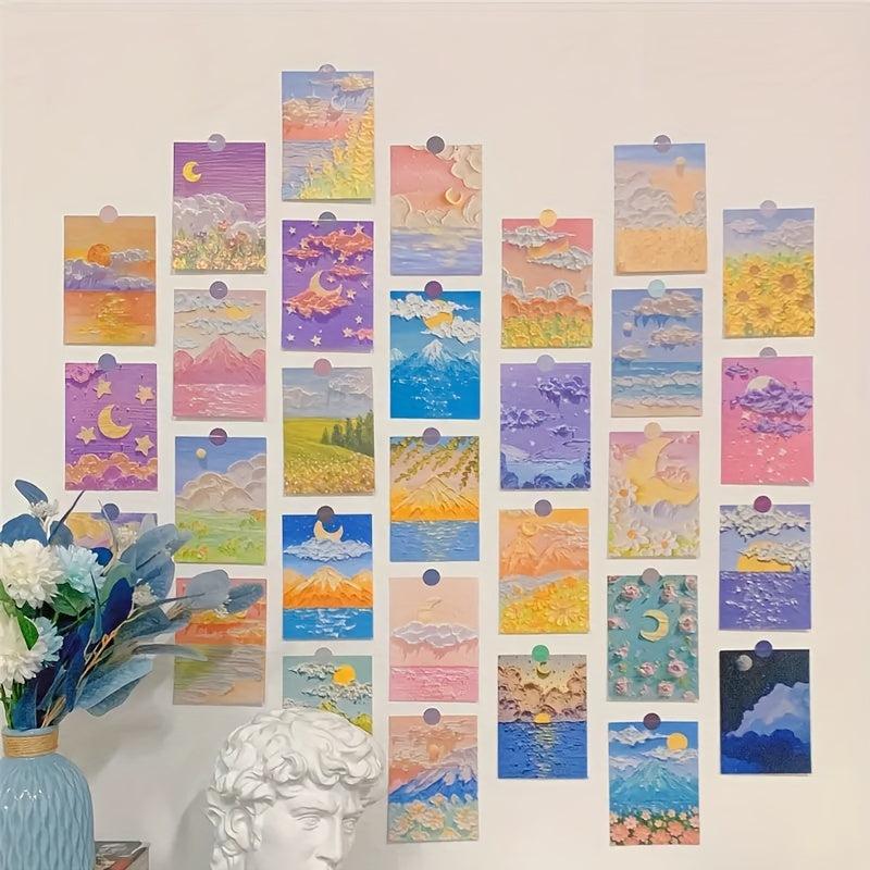 30 Sheets Painting Style Greeting Cards Postcards Posters Decorative Paintings