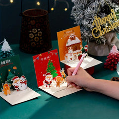 3D Folding Merry Christmas Cards Xmas Decoration Party Invitation