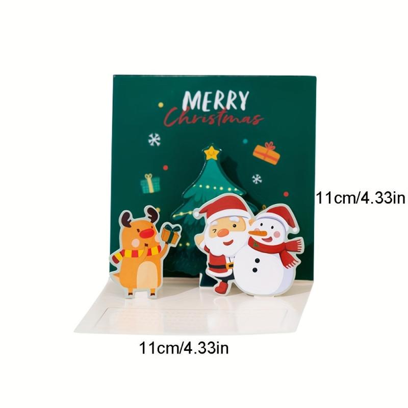 3D Folding Merry Christmas Cards Xmas Decoration Party Invitation