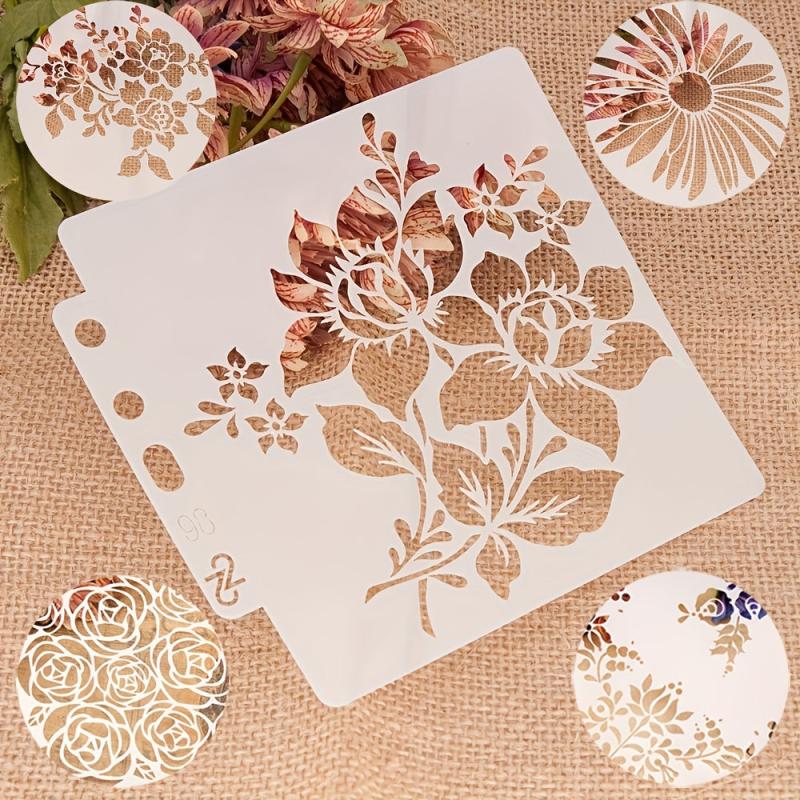 5pcs Flower Stencils for Drawing and Masking