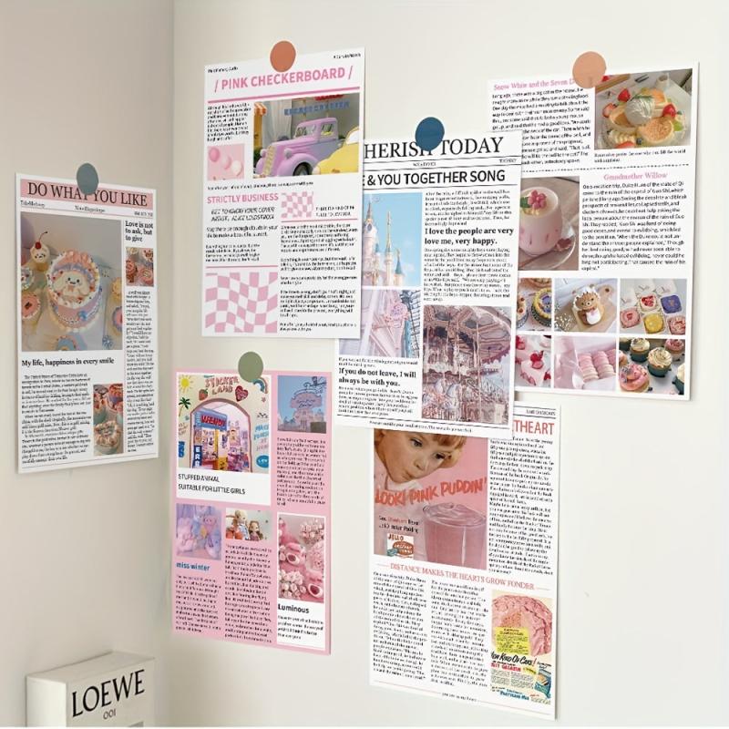 10Pcs Pink Memory Poster Series Card Postcard DIY Wall Decoration Card