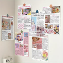10Pcs Pink Memory Poster Series Card Postcard DIY Wall Decoration Card